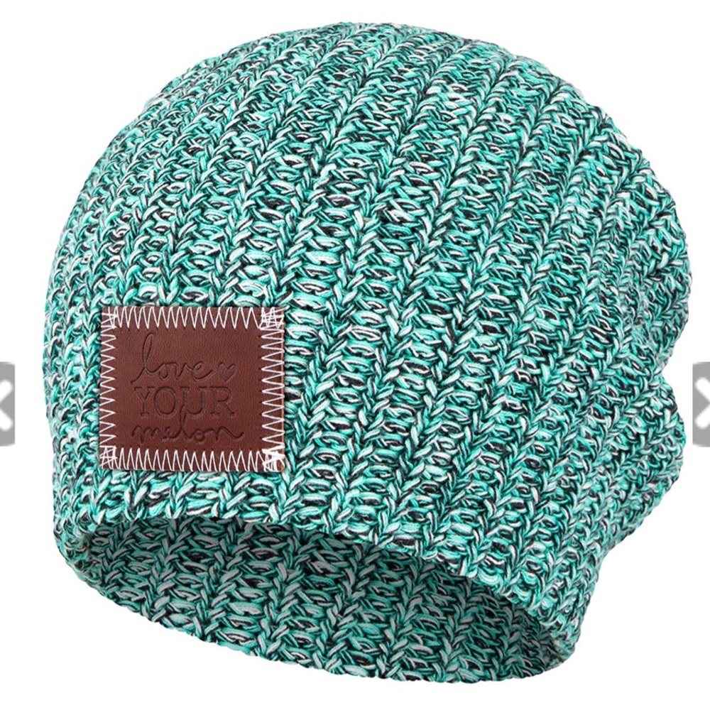 Speckled Mint turquoise Love your Melon beanie NWT